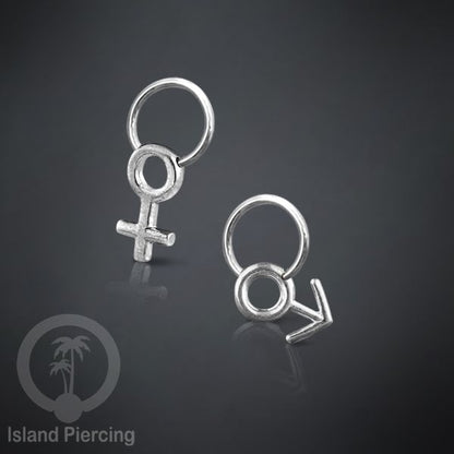 Piercing Stainless BCR dengan Liontin kuningan putih