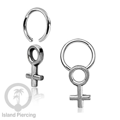 Piercing Stainless BCR dengan Liontin kuningan putih