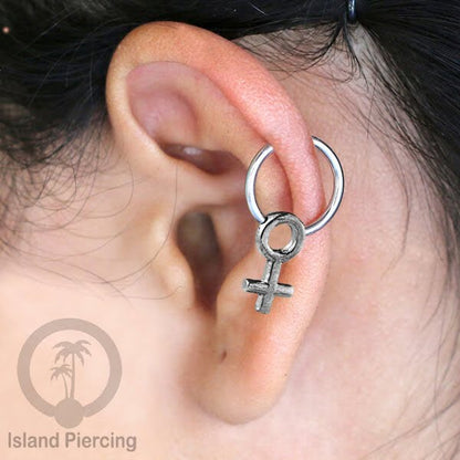 Piercing Stainless BCR dengan Liontin kuningan putih