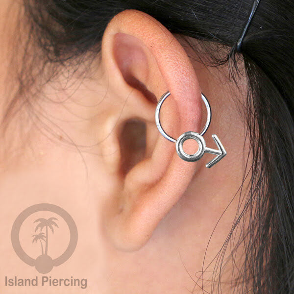 Piercing Stainless BCR dengan Liontin kuningan putih