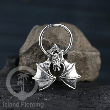 BCR Piercing Stainless dengan Liontin kuningan putih motifunik seperti Peluru, Ular &amp; Kelelawar