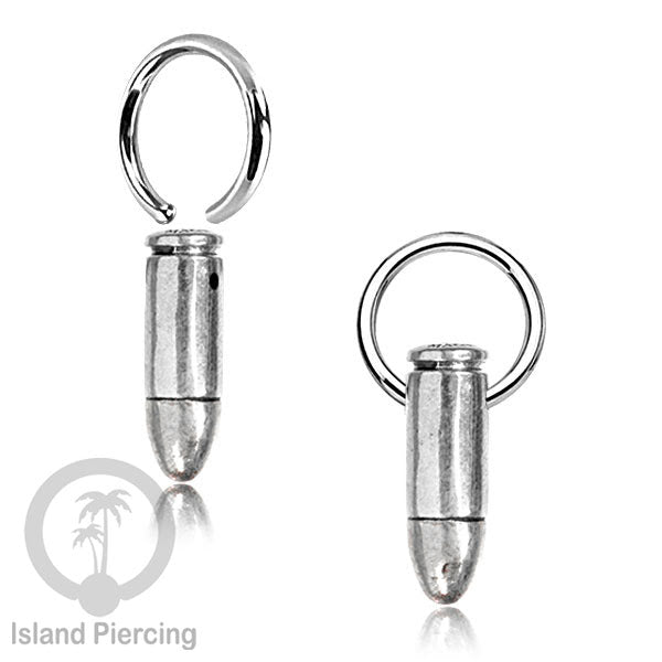 BCR Piercing Stainless dengan Liontin kuningan putih motifunik seperti Peluru, Ular &amp; Kelelawar