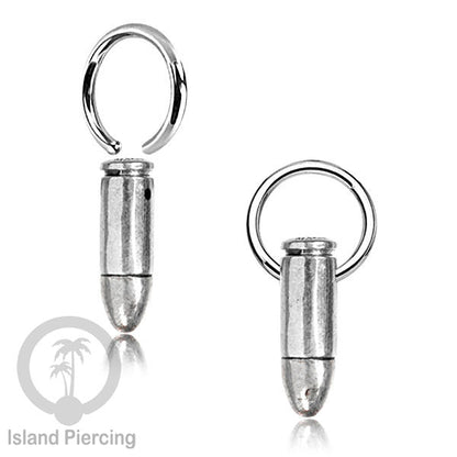 BCR Piercing Stainless dengan Liontin kuningan putih motifunik seperti Peluru, Ular &amp; Kelelawar