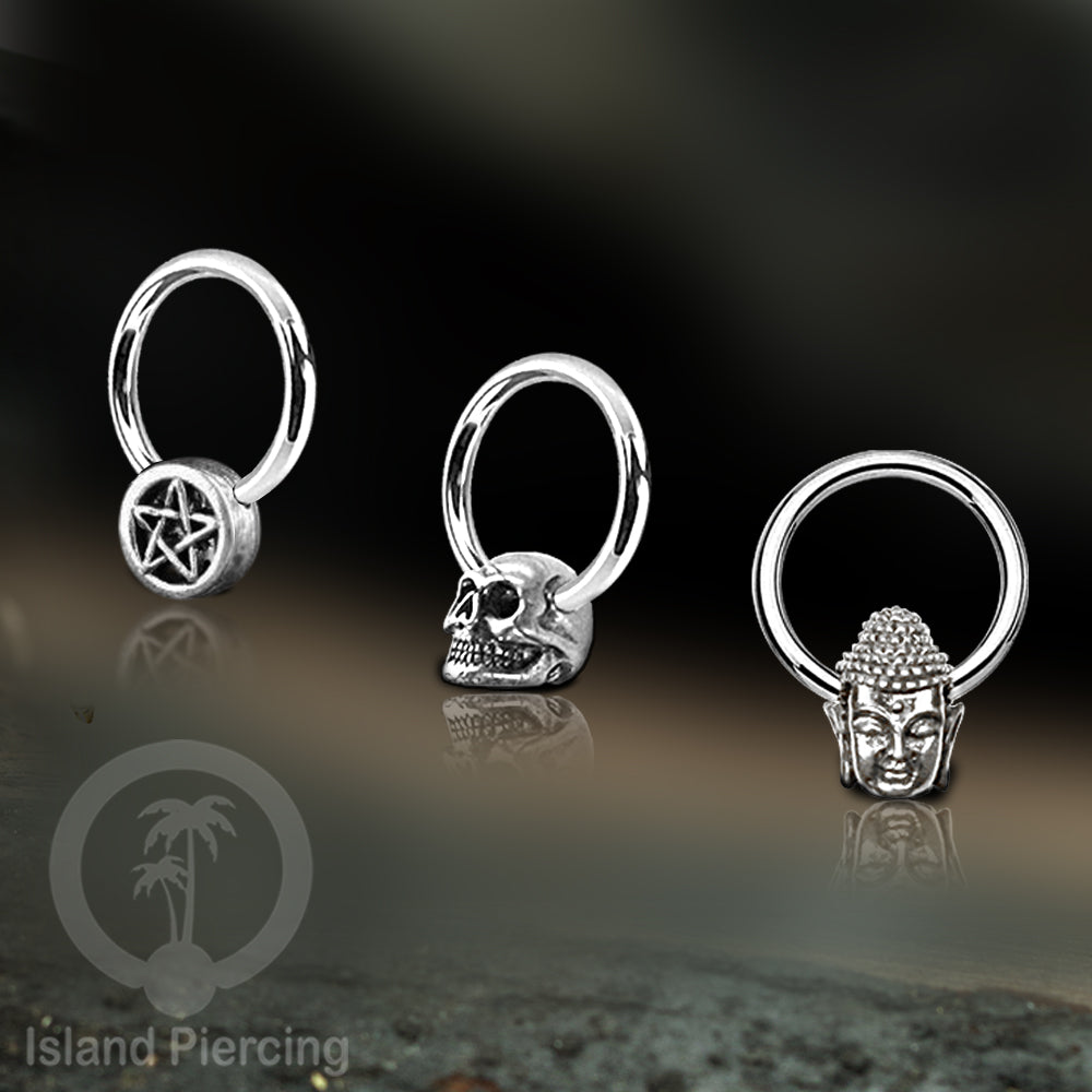 BCR piercing stainless dengan dekorasi kuningan putih banyak pilihan