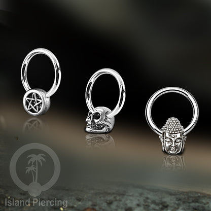 BCR piercing stainless dengan dekorasi kuningan putih banyak pilihan