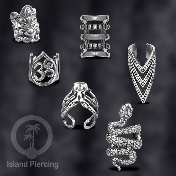 White Brass Ear-cuffs anting perhiasan kuningan putih penjepit telinga banyak variasi unik, bisa pakai tanpa lubang.