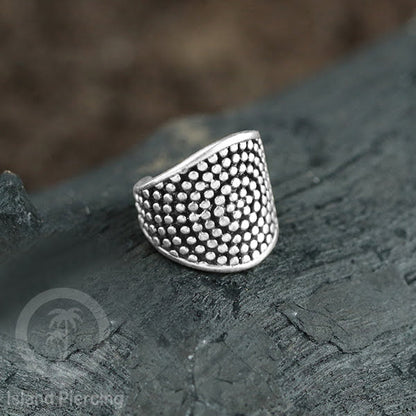 Anting Kuningan putih, perhiasan ear cuff, motif bali, flower of life , tree of life ,