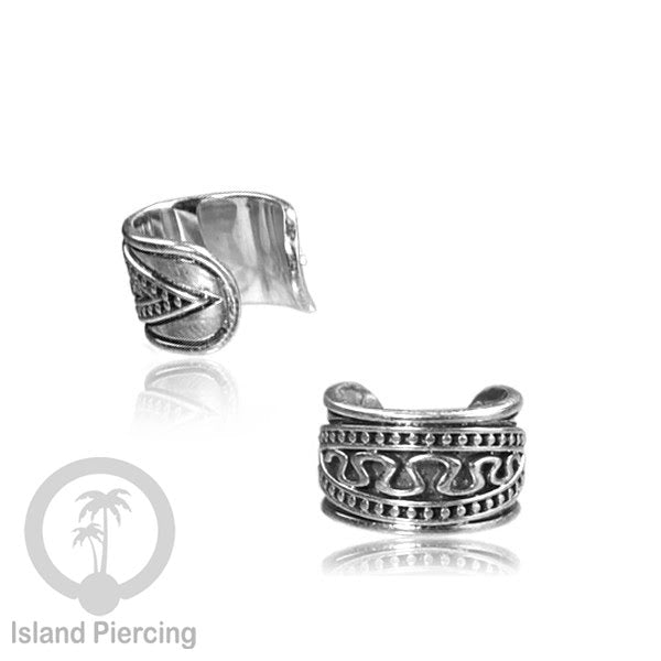 White Brass Ear-cuffs anting perhiasan kuningan putih penjepit telinga motif yang unik
