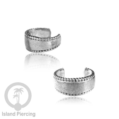 Anting Kuningan putih, perhiasan ear cuff, motif bali, flower of life , tree of life ,