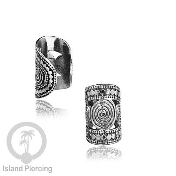 White Brass Ear-cuffs anting perhiasan kuningan putih penjepit telinga ukuran besar.