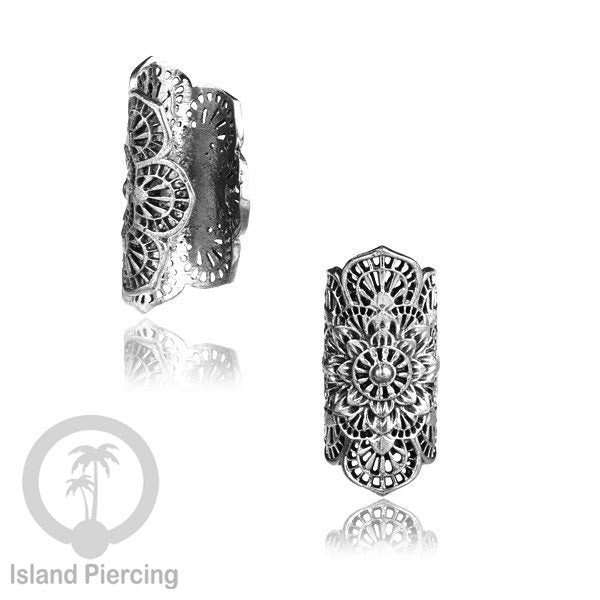 White Brass Ear-cuffs anting perhiasan kuningan putih penjepit telinga ukuran besar.
