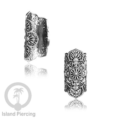White Brass Ear-cuffs anting perhiasan kuningan putih penjepit telinga ukuran besar.