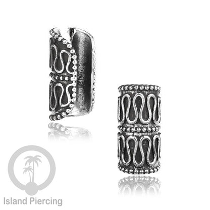 White Brass Ear-cuffs anting perhiasan kuningan putih penjepit telinga ukuran besar.