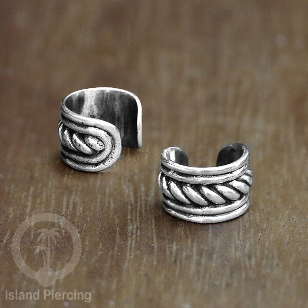 White Brass Ear-cuffs anting perhiasan kuningan putih penjepit telinga motif yang unik