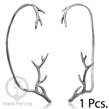 Full Brass Ear-cuffs , Anting Perhiasan Kuningan Putih jepitan penuh telinga, Tanduk Rusa dan Ular