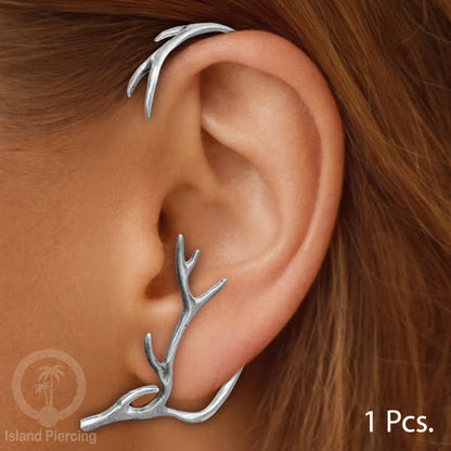 Full Brass Ear-cuffs , Anting Perhiasan Kuningan Putih jepitan penuh telinga, Tanduk Rusa dan Ular