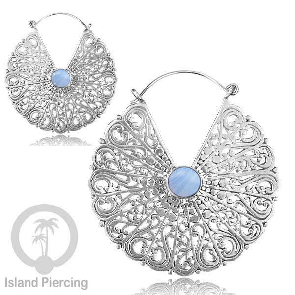 Anting Mandala besar dengan Batu tersedia dalam Kuningan dan Kuningan putih, Brass Earring