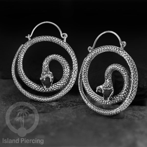 Anting Kuningan Putih motif Ular, Kelelawar, Magic Mushrooms White Brass Earrings Snake Bat