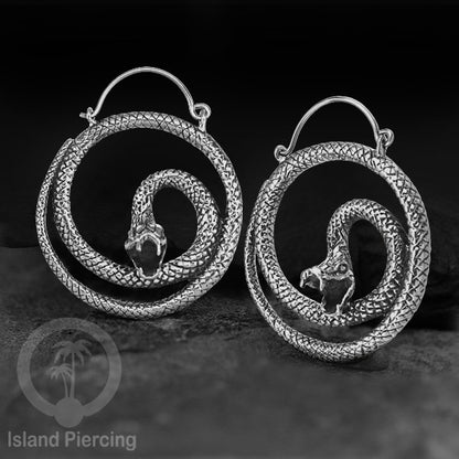 Anting Kuningan Putih motif Ular, Kelelawar, Magic Mushrooms White Brass Earrings Snake Bat