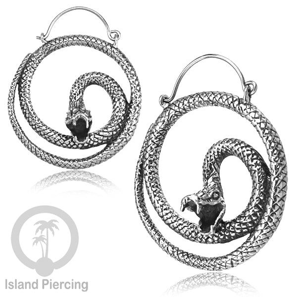 Anting Kuningan Putih motif Ular, Kelelawar, Magic Mushrooms White Brass Earrings Snake Bat