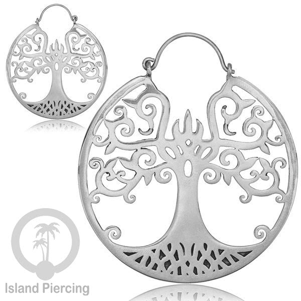 Anting Kuningan Putih pilihan model Tree of Life, Berbunga atau Mandala, White Brass Earrings