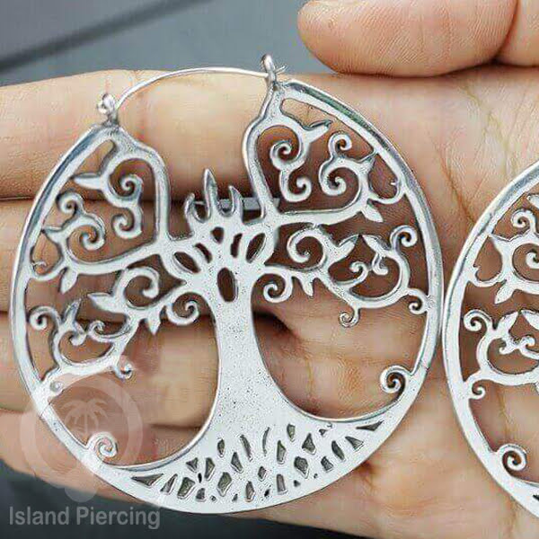 Anting Kuningan Putih pilihan model Tree of Life, Berbunga atau Mandala, White Brass Earrings
