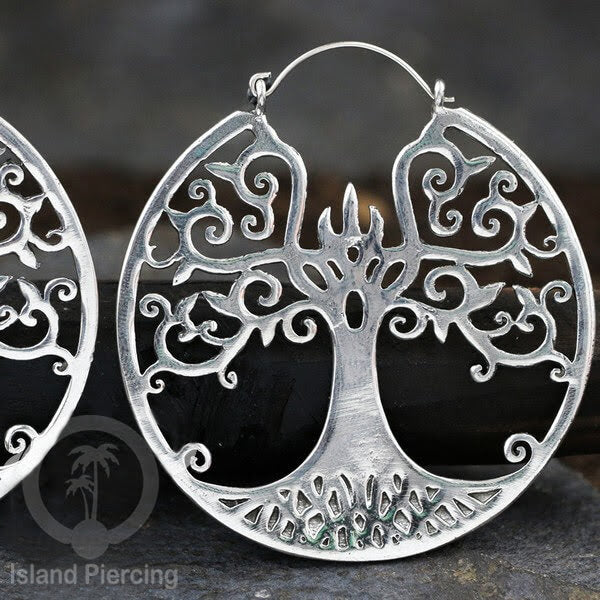 Anting Kuningan Putih pilihan model Tree of Life, Berbunga atau Mandala, White Brass Earrings