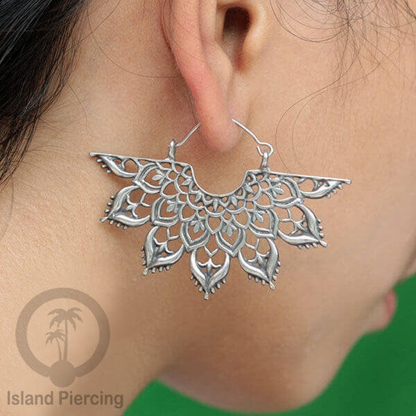 Anting Kuningan Putih pilihan model Tree of Life, Berbunga atau Mandala, White Brass Earrings