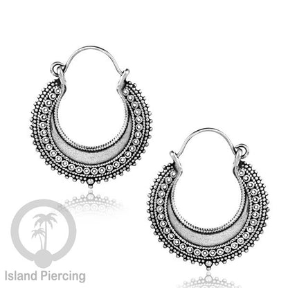 Anting Kuningan Putih Desain Etnik gaya Tribal, Bali Style White Brass Earrings