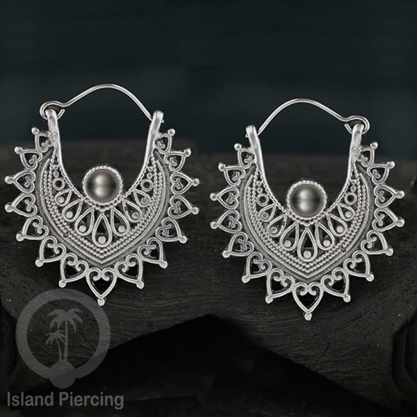 Anting Kuningan putih selera Mayan dengan banyak pilihan Batu, White brass Stone Earring