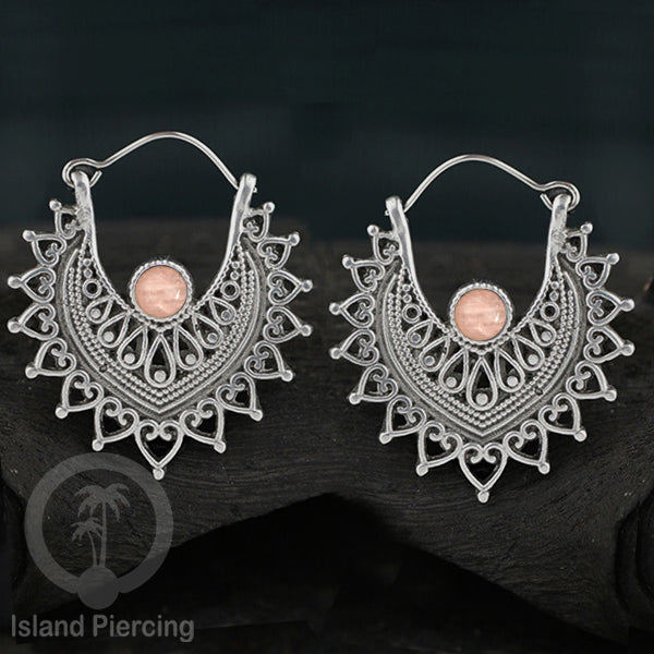Anting Kuningan putih selera Mayan dengan banyak pilihan Batu, White brass Stone Earring