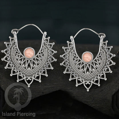 Anting Kuningan putih selera Mayan dengan banyak pilihan Batu, White brass Stone Earring