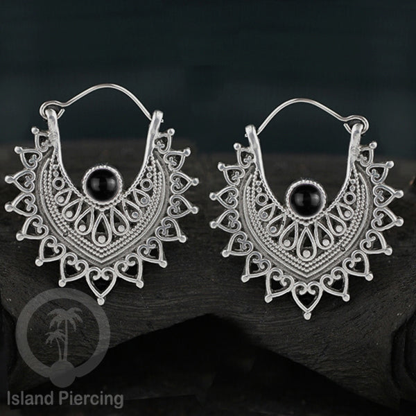 Anting Kuningan putih selera Mayan dengan banyak pilihan Batu, White brass Stone Earring