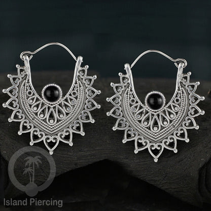 Anting Kuningan putih selera Mayan dengan banyak pilihan Batu, White brass Stone Earring