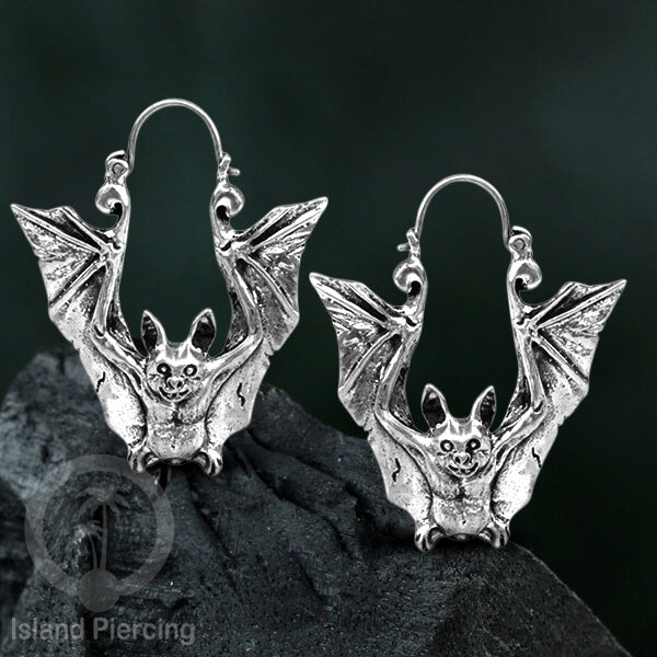 Anting Kuningan Putih motif Ular, Kelelawar, Magic Mushrooms White Brass Earrings Snake Bat