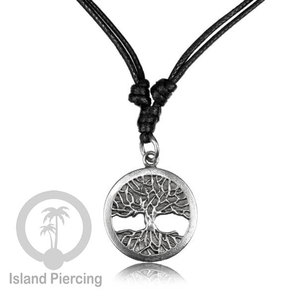 Kalung Liontin Kuningan Putih motif Tengkorak White Brass Pendant Necklace SKull &amp; Tree of Life