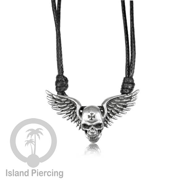 Kalung Liontin Kuningan Putih motif Tengkorak White Brass Pendant Necklace SKull &amp; Tree of Life