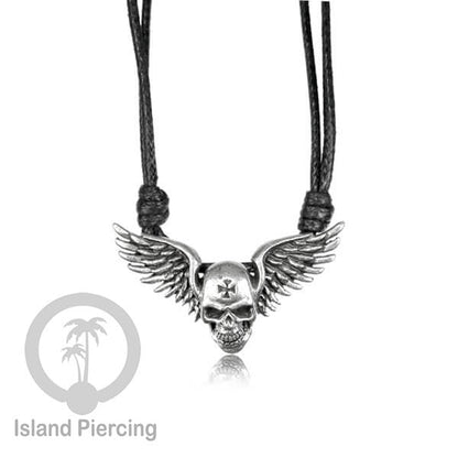 Kalung Liontin Kuningan Putih motif Tengkorak White Brass Pendant Necklace SKull &amp; Tree of Life