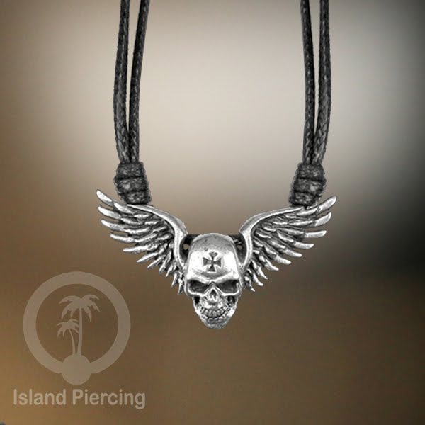 Kalung Liontin Kuningan Putih motif Tengkorak White Brass Pendant Necklace SKull &amp; Tree of Life