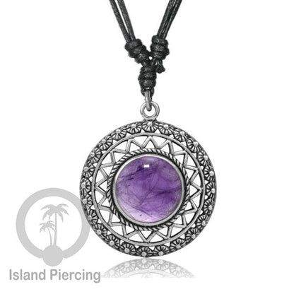Kalung Liontin Kuningan Putih dengan Batu Asli White Brass Pendant Necklace stone