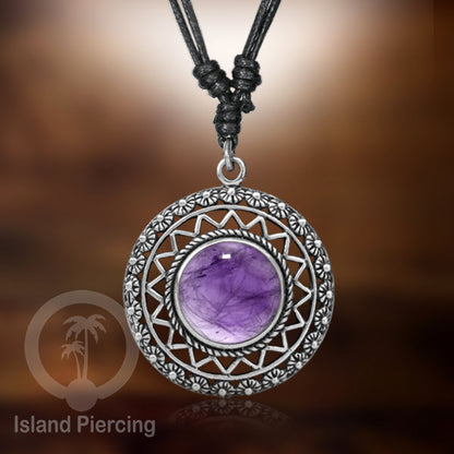 Kalung Liontin Kuningan Putih dengan Batu Asli White Brass Pendant Necklace stone