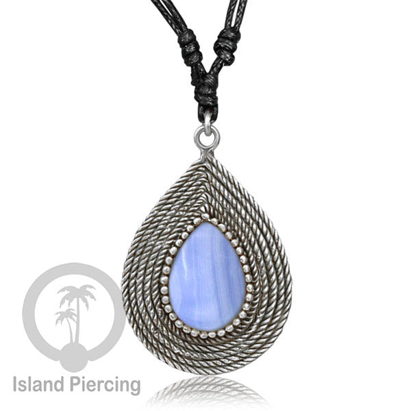 Kalung Liontin Kuningan Putih dengan Batu Asli White Brass Pendant Necklace stone