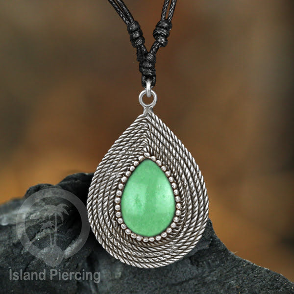 Kalung Liontin Kuningan Putih dengan Batu Asli White Brass Pendant Necklace stone
