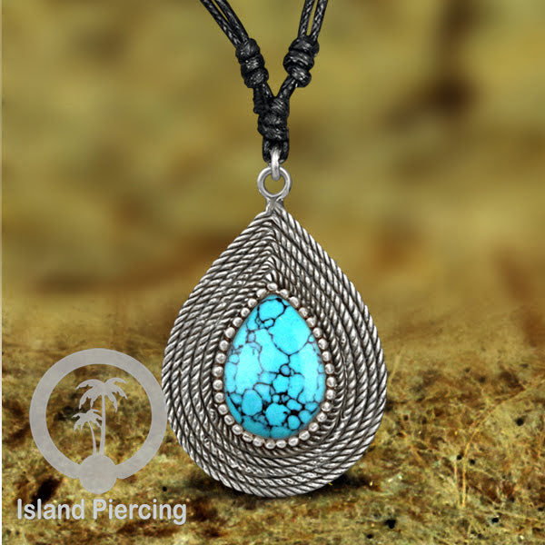 Kalung Liontin Kuningan Putih dengan Batu Asli White Brass Pendant Necklace stone