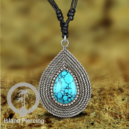 Kalung Liontin Kuningan Putih dengan Batu Asli White Brass Pendant Necklace stone