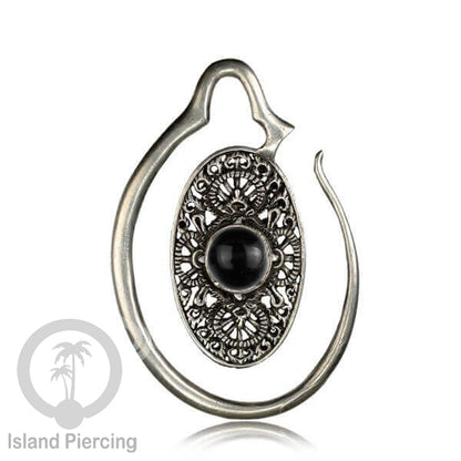 Tindik Kuningan putih dengan batu, White brass piercing hanger Onyx &amp; Turquoise