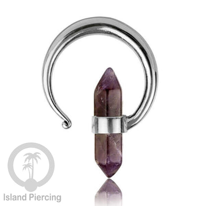 Tindik kuningan putih dengan batu asli, body jewelry expander ukuran 4,6,&amp; 8mm