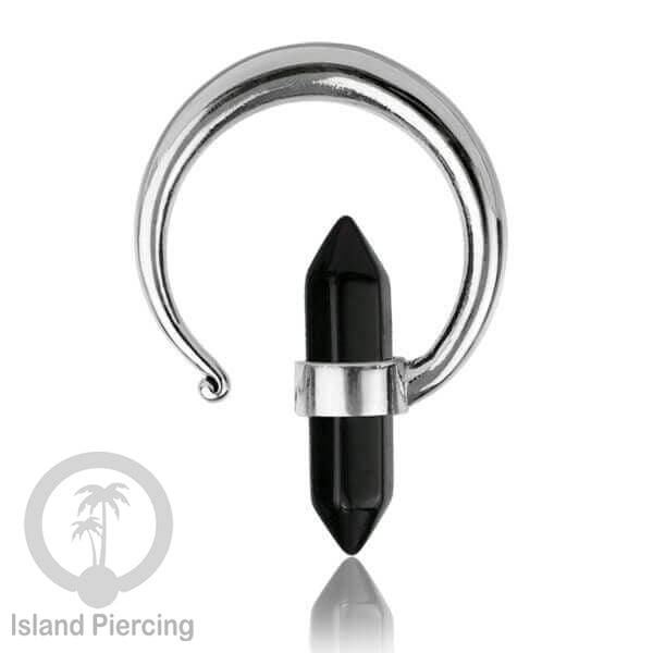 Tindik kuningan putih dengan batu asli, body jewelry expander ukuran 4,6,&amp; 8mm
