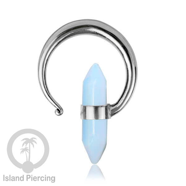 Tindik kuningan putih dengan batu asli, body jewelry expander ukuran 4,6,&amp; 8mm