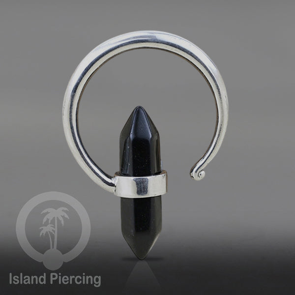 Tindik kuningan putih dengan batu asli, body jewelry expander ukuran 4,6,&amp; 8mm